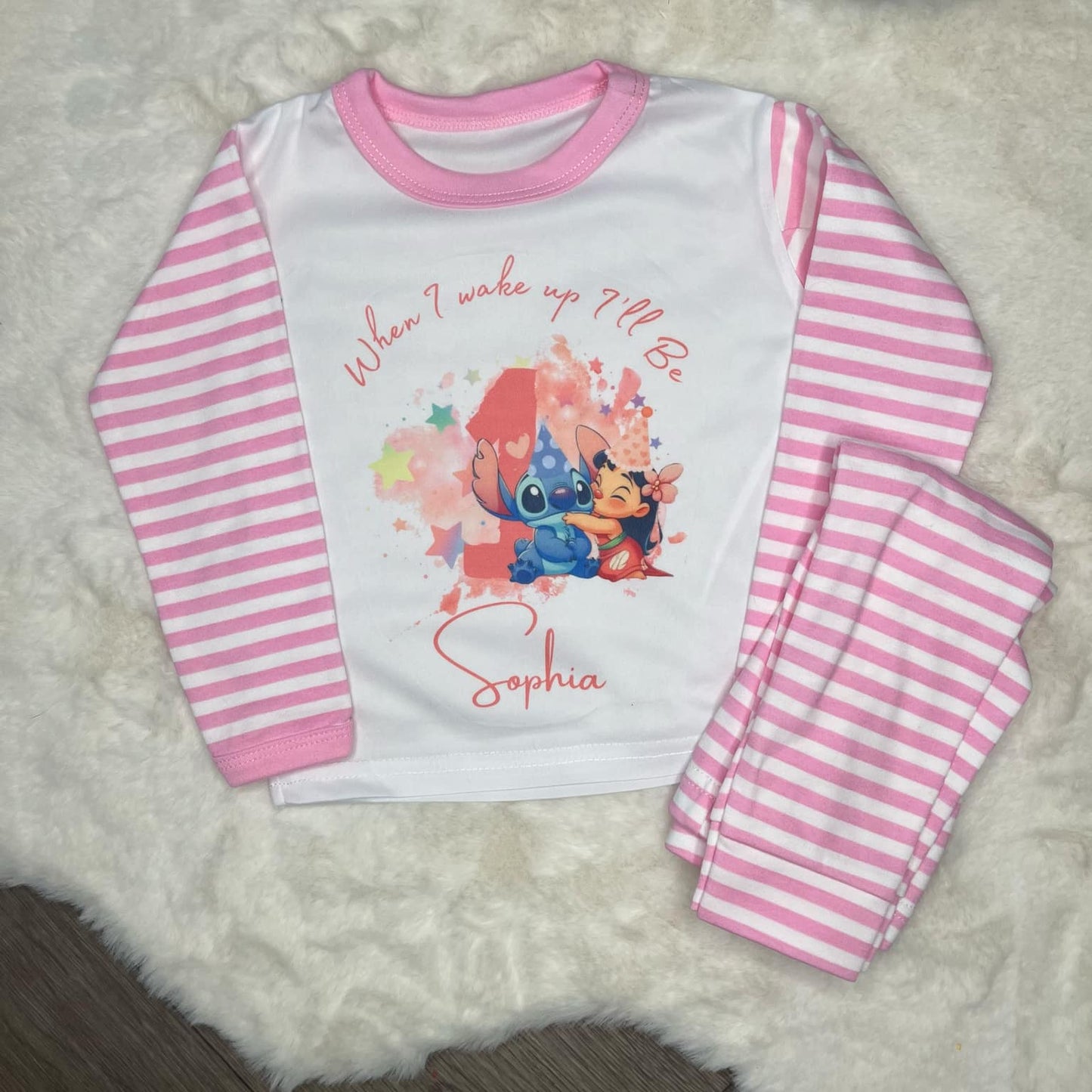 Personalised When I Wake Up Stitch Birthday Pyjamas