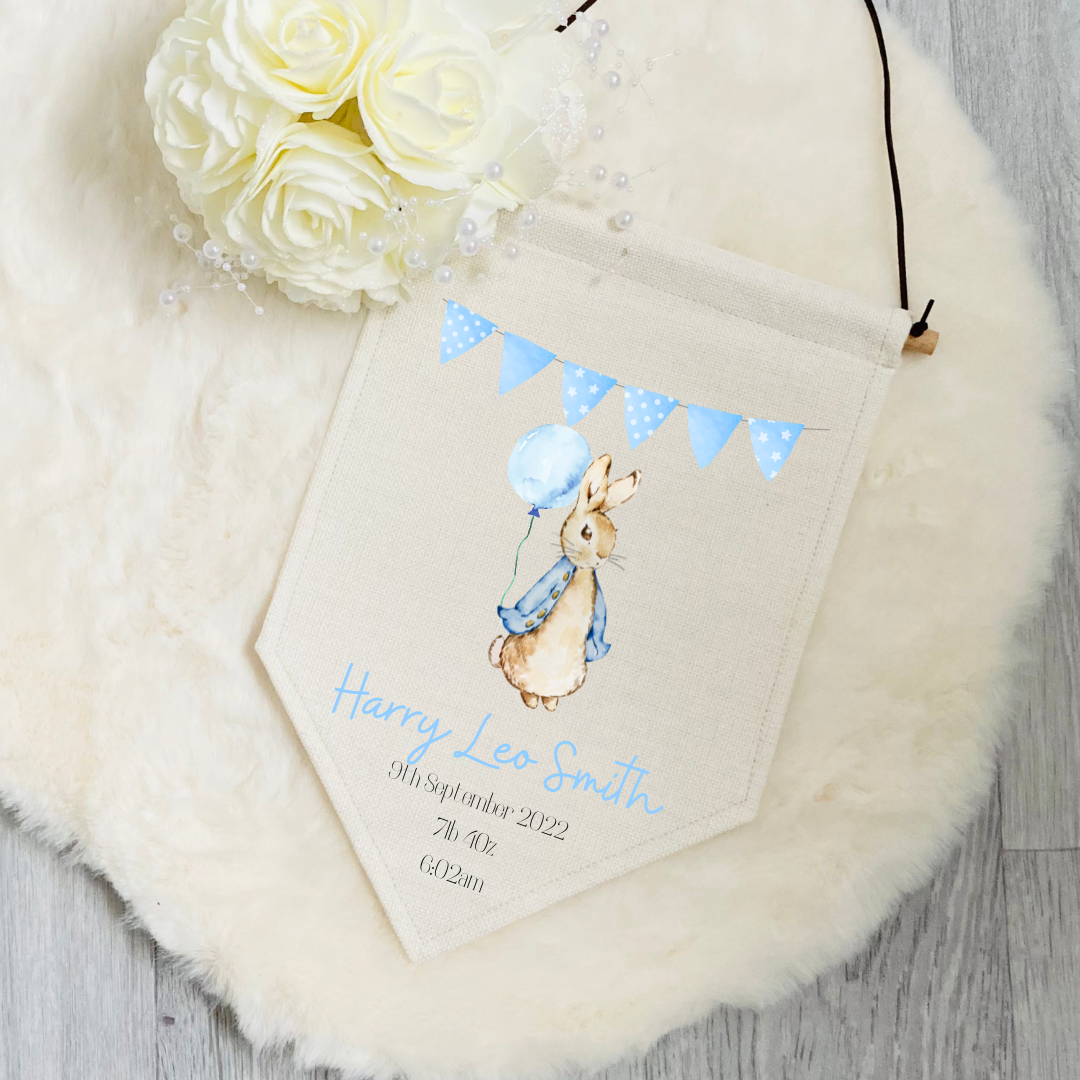 Personalised Bunny Birth Announcement Sign
