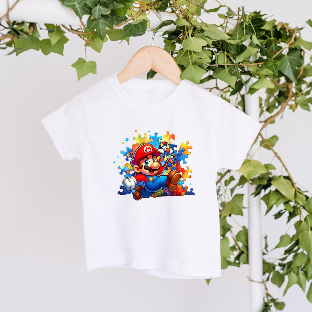 Personalised Mario Autism Awareness T-shirt