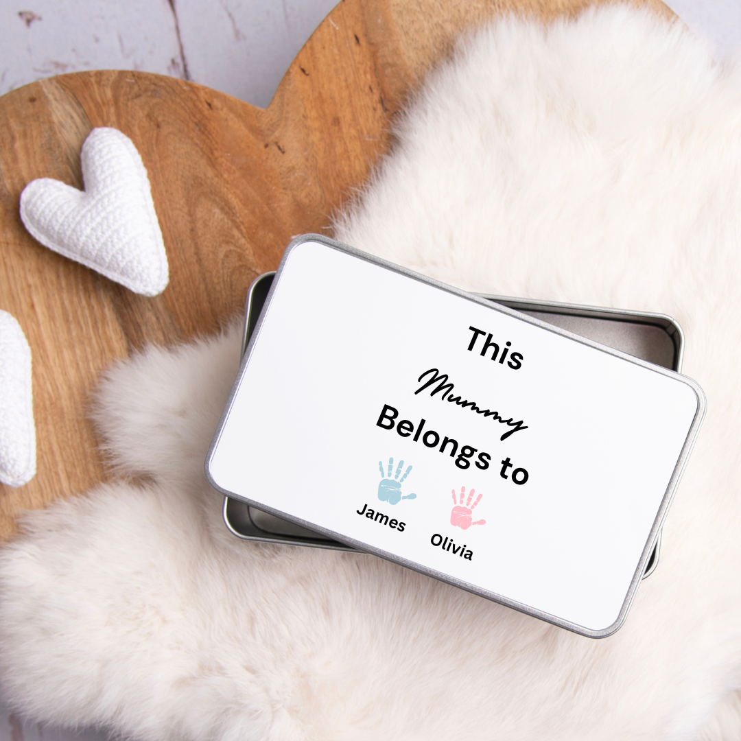 Personalised This Dad Belongs To Handprint Biscuit Tin