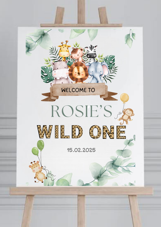 Safari Wild One Welcome Birthday Board