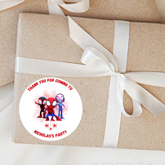 Personalised Spidey Friends Birthday Stickers