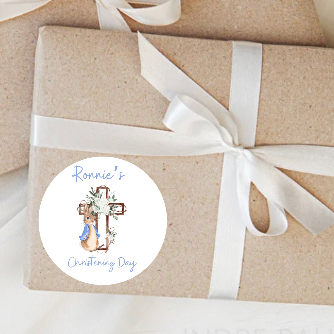 Personalised Peter Rabbit Christening Stickers