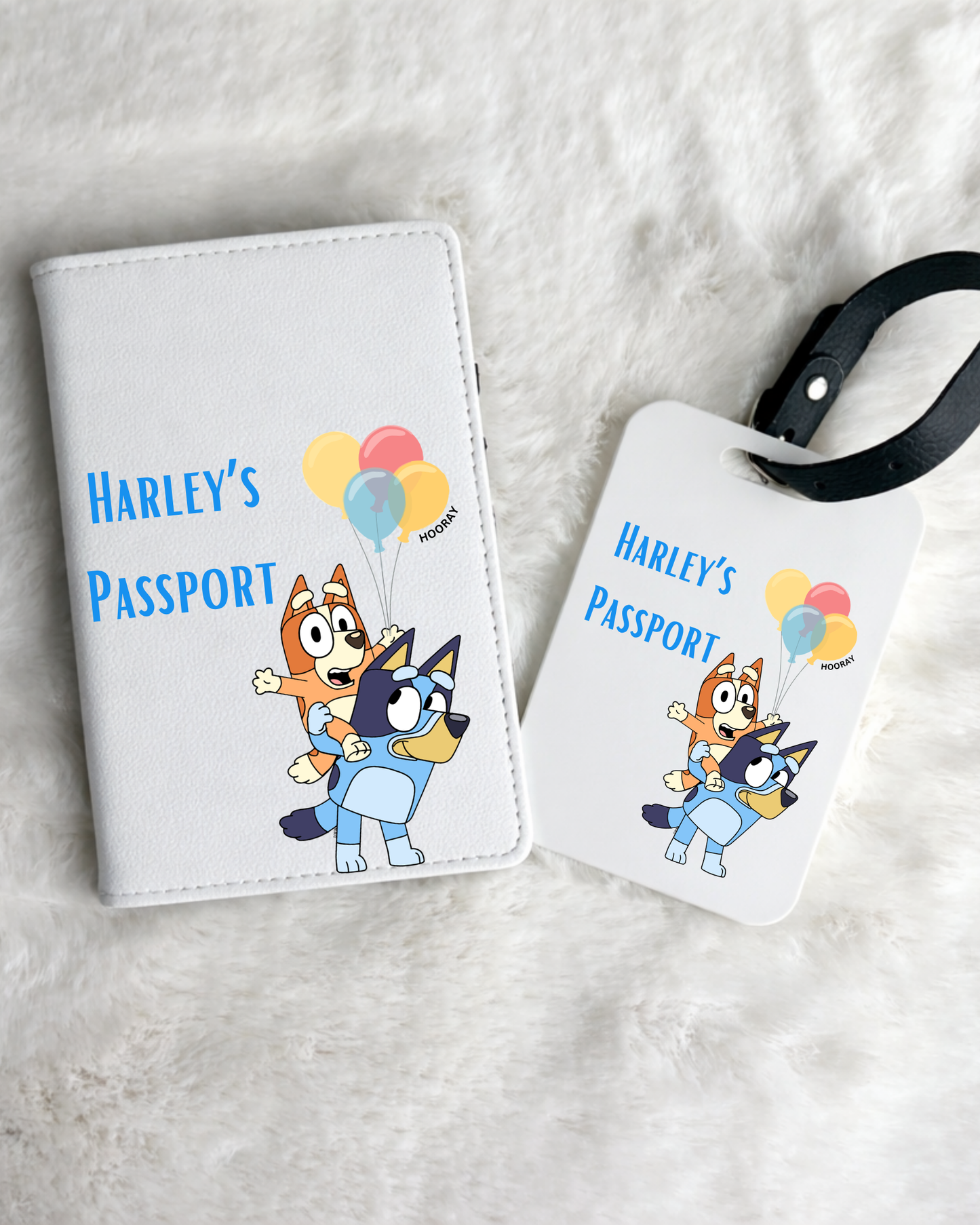 Personalised Bluey Passport Holder & Luggage Tag Set