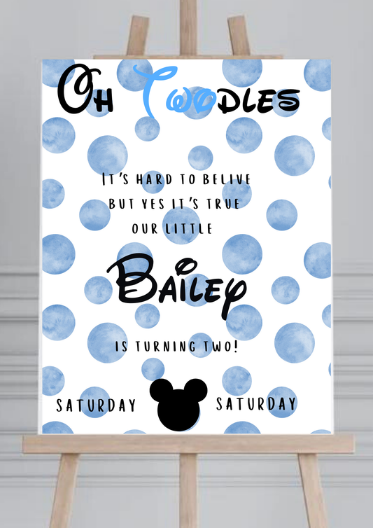 Blue Oh Toodles Welcome Birthday Board