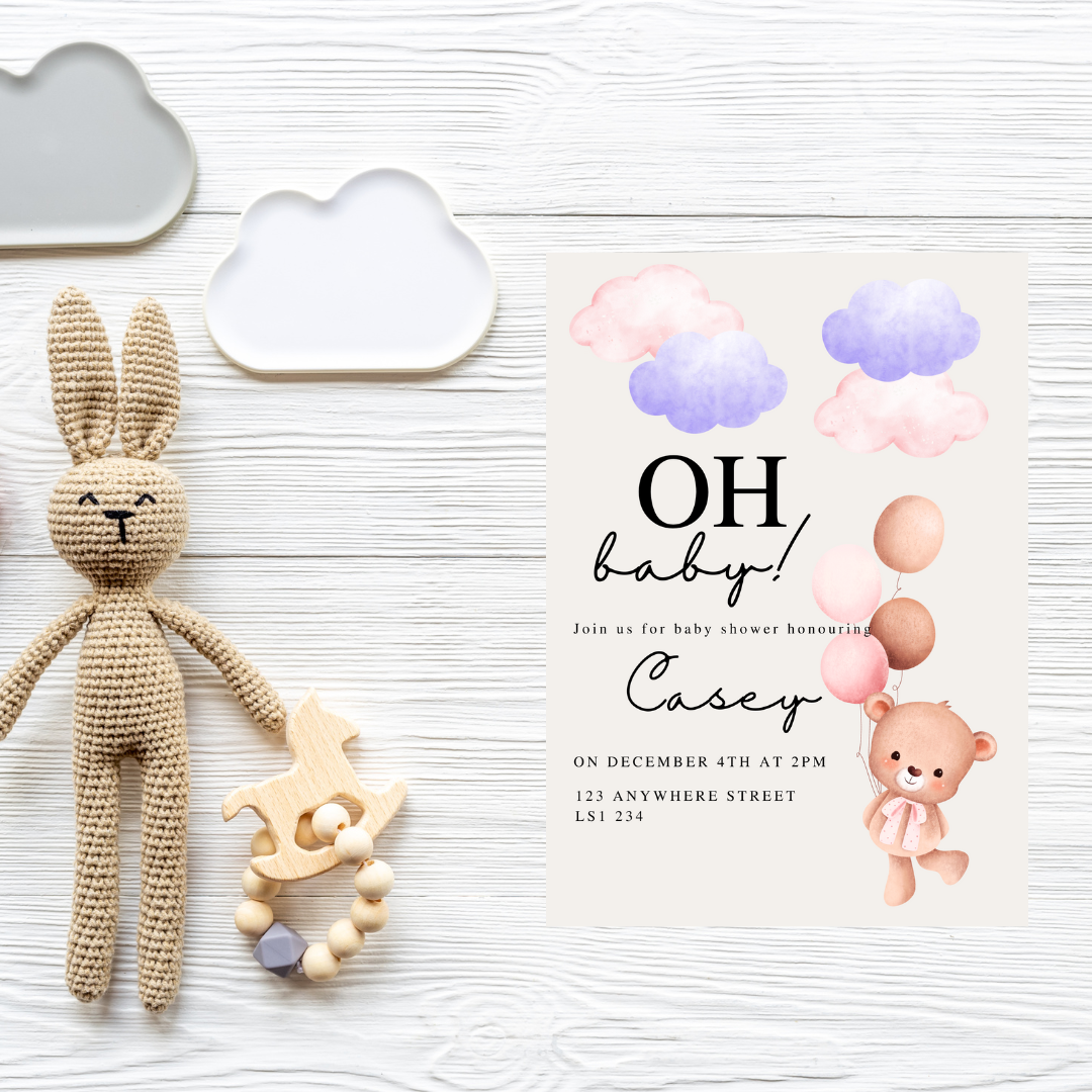 Lilac Oh Baby Shower Invite