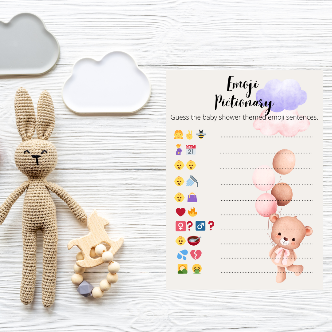 Lilac Oh Baby Shower Emoji Pictionary Game