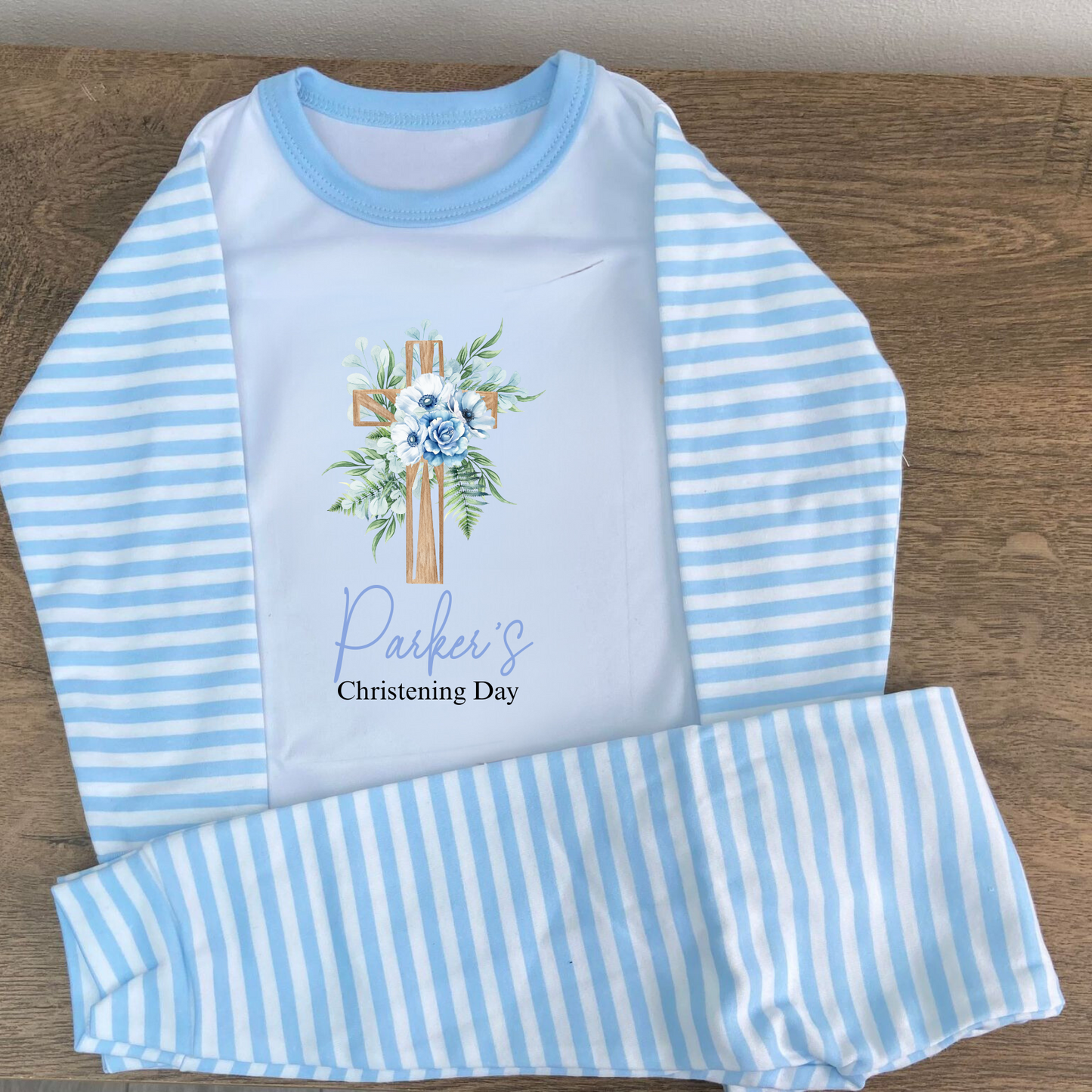 Personalised Christening Day Cross Pyjamas