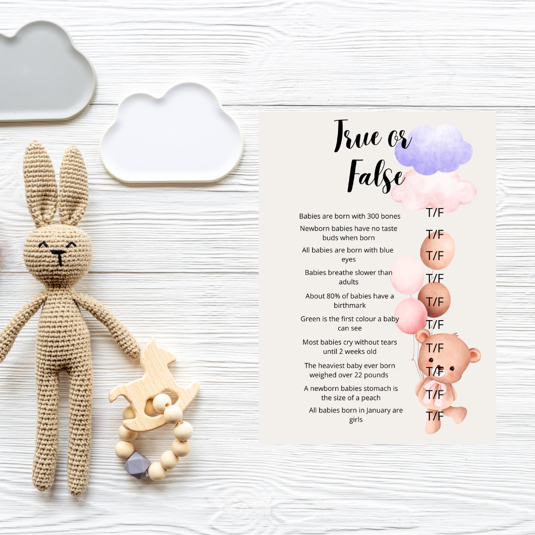 Lilac Oh Baby Shower True or False Game