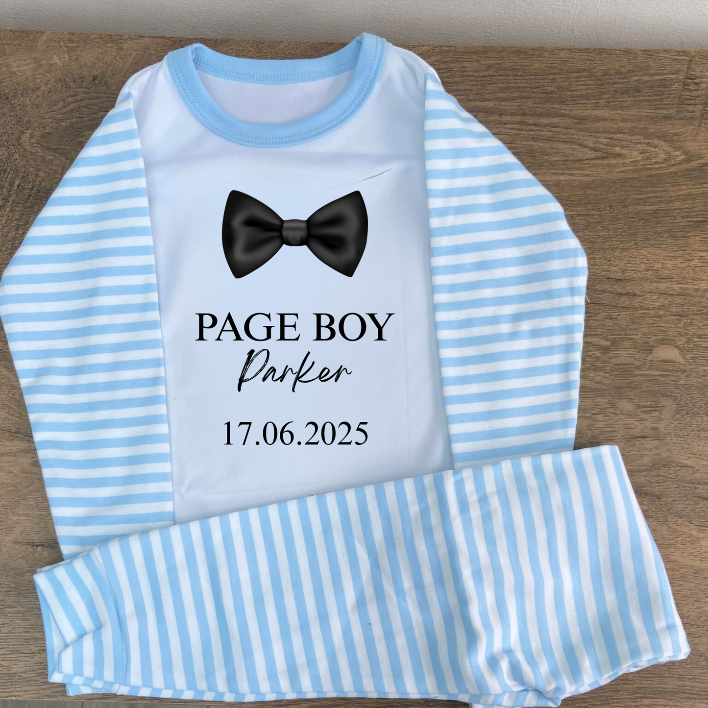 Personalised Bow Tie Page Boy wedding Pyjamas