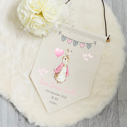 Personalised Bunny Birth Announcement Sign