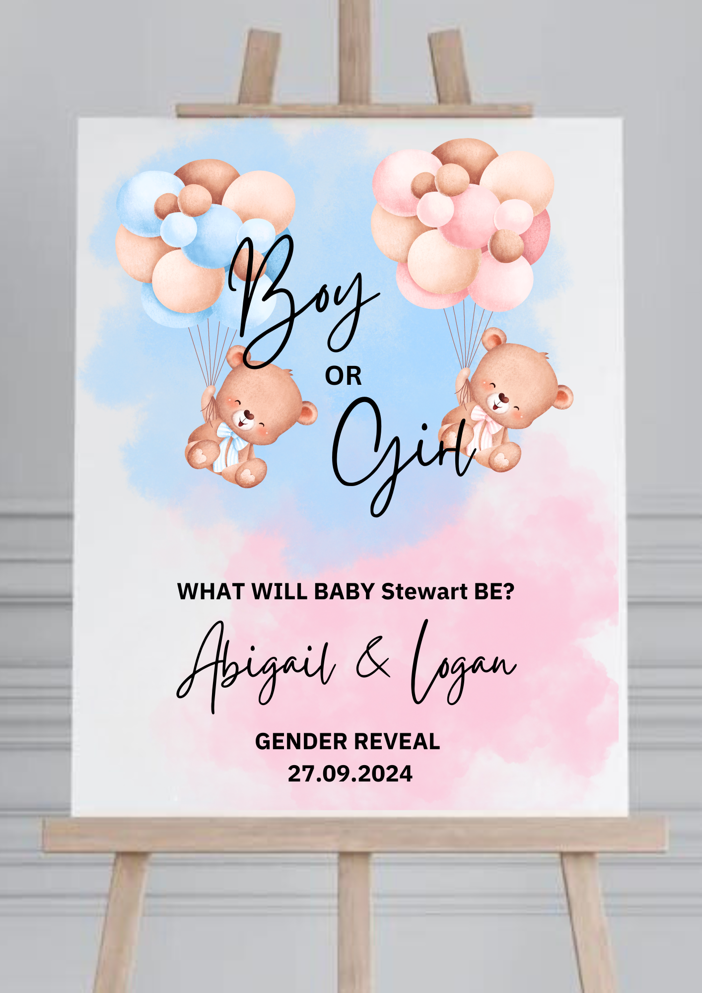 Boy Or Girl Bear Gender Reveal Welcome Board