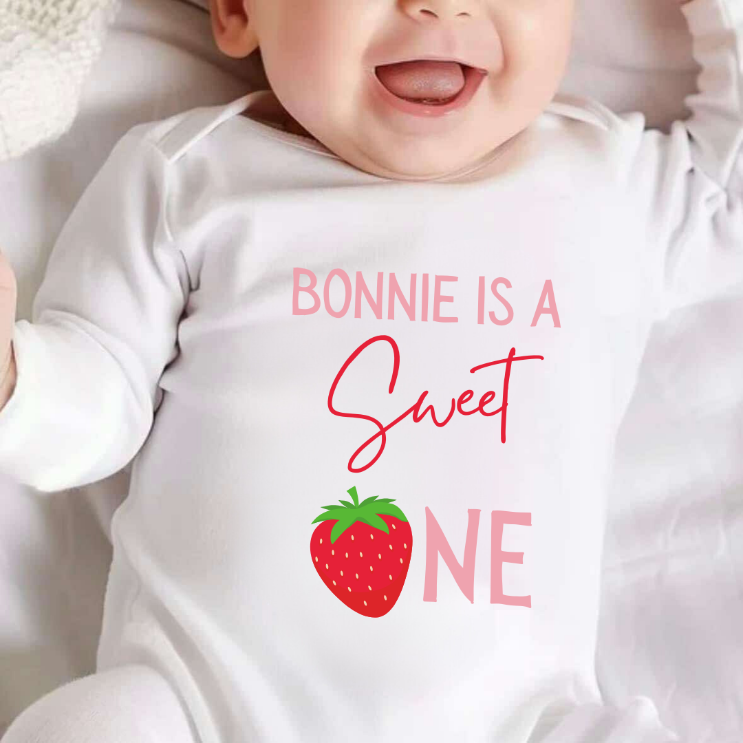Personalised Sweet One Birthday Sleepsuit