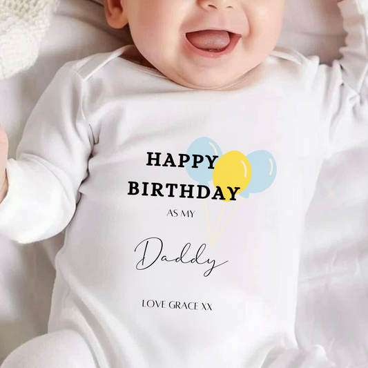Happy 1st Birthday as my Daddy Blue/Yellow Baby Sleepsuit