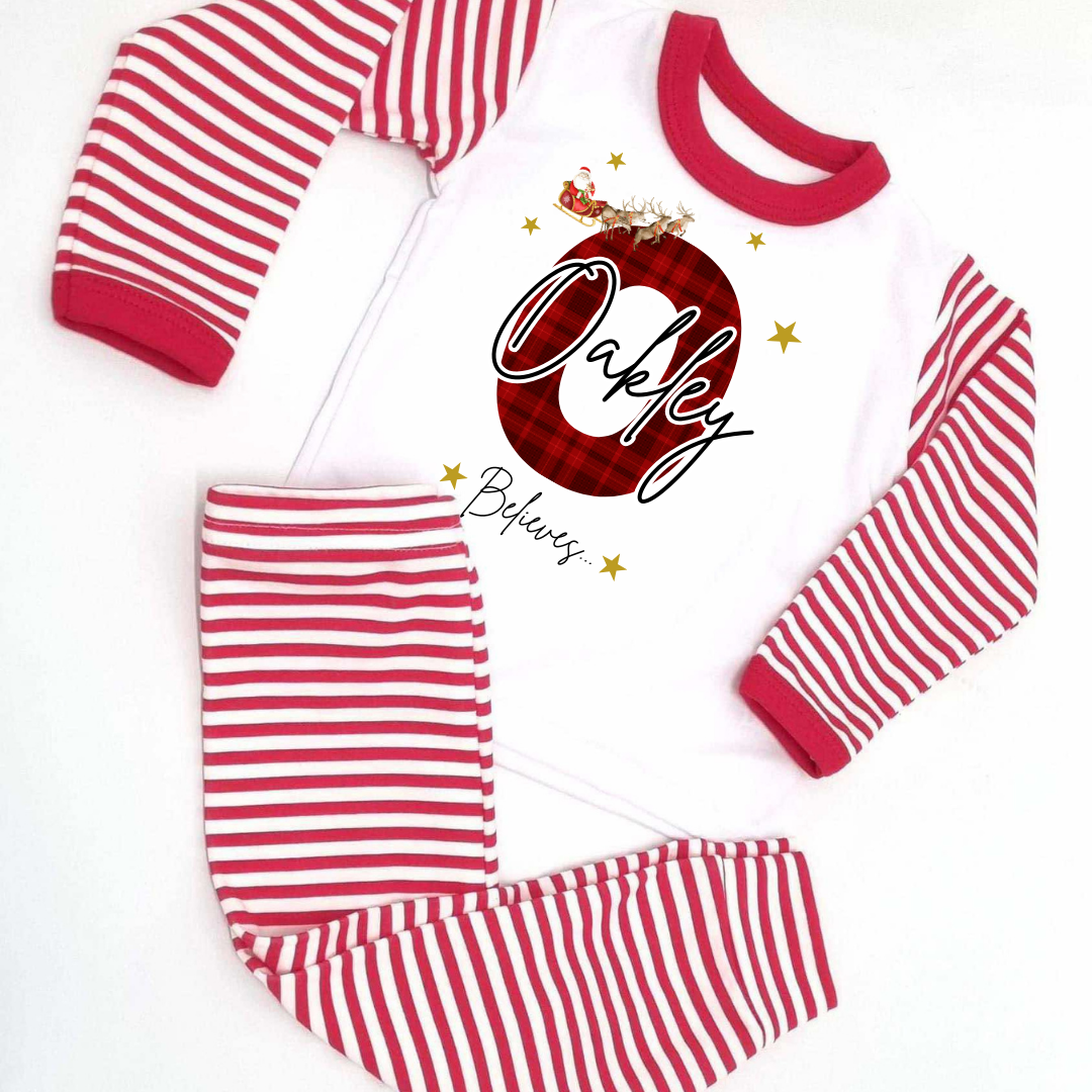Personalised Tartan Name and initials Christmas Pyjamas