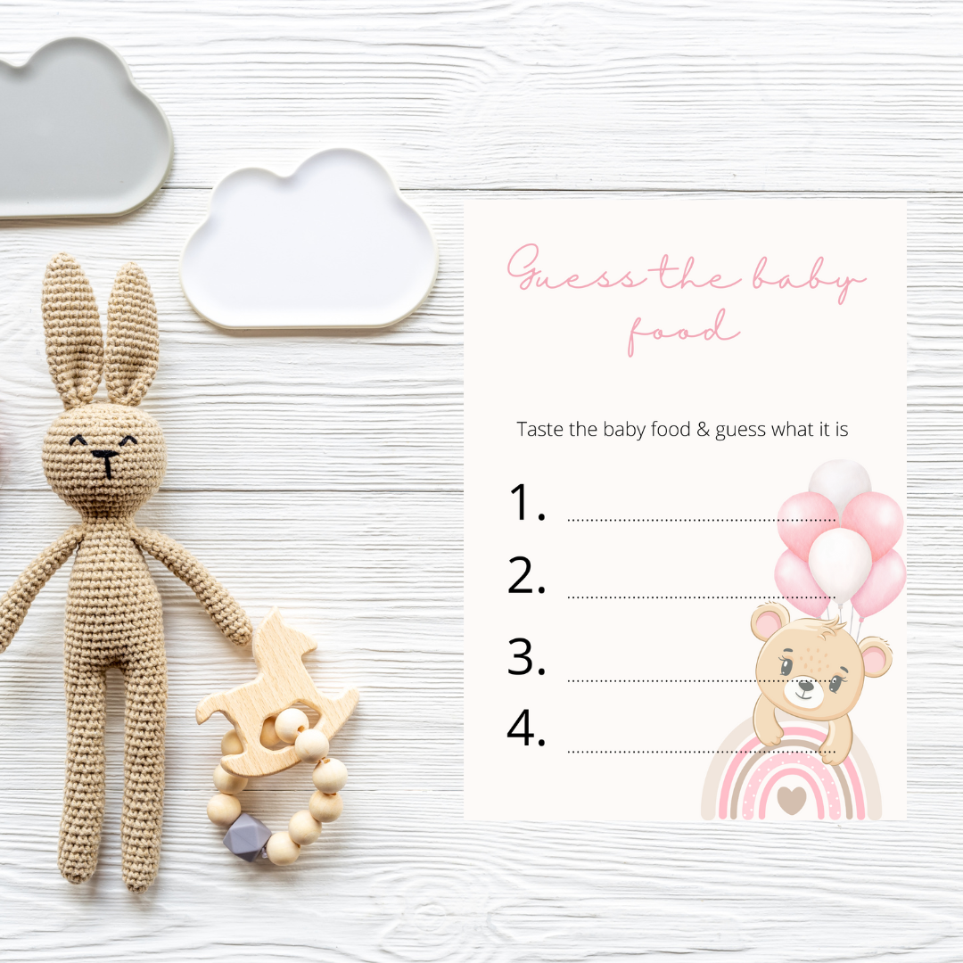 Pink Bear Guess The Baby Food Shower Game
