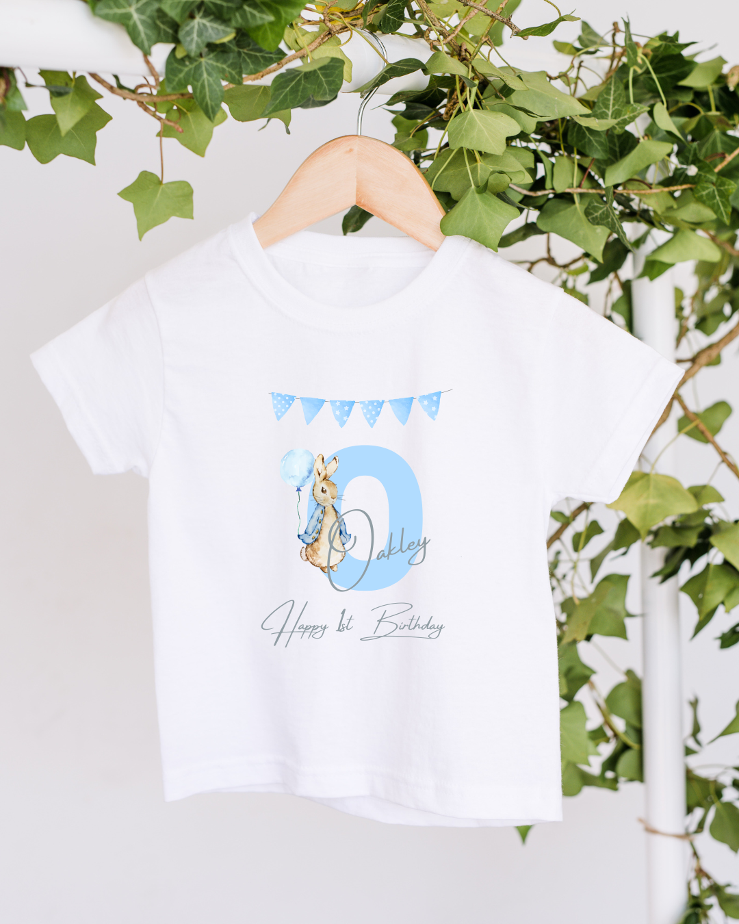 Personalised Flospy Rabbit Birthday T-shirt