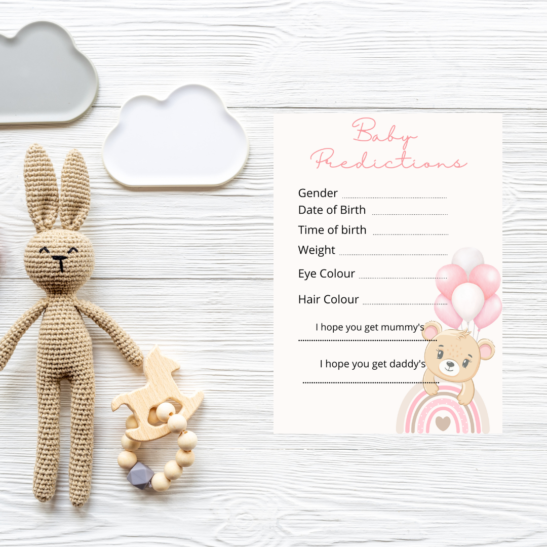 Pink Bear Baby Shower Predictions
