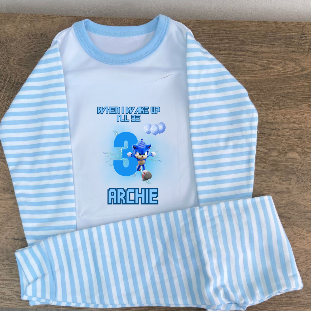 Personalised Sonic Birthday Pyjamas