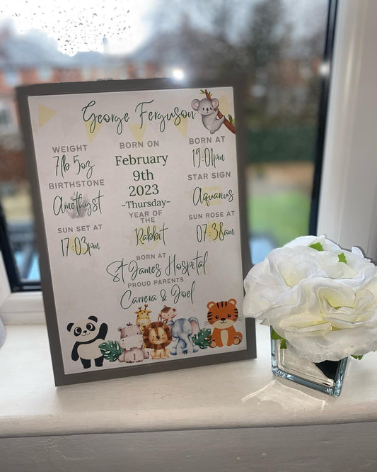 Safari The Day I Was Born Birth Print