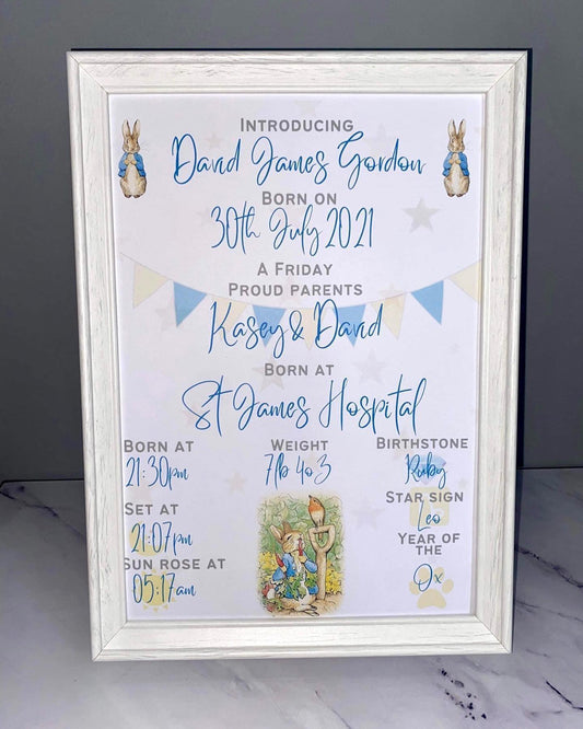 Peter Rabbit The Day You Were Born Birth Print