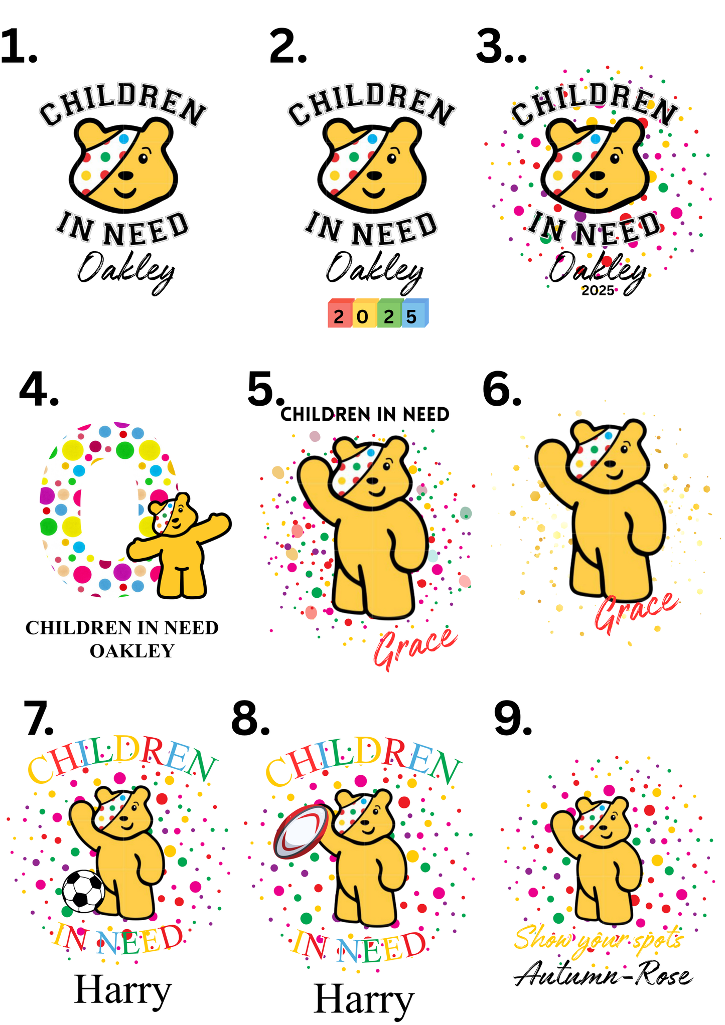 Personalised Children In Need T-shirts
