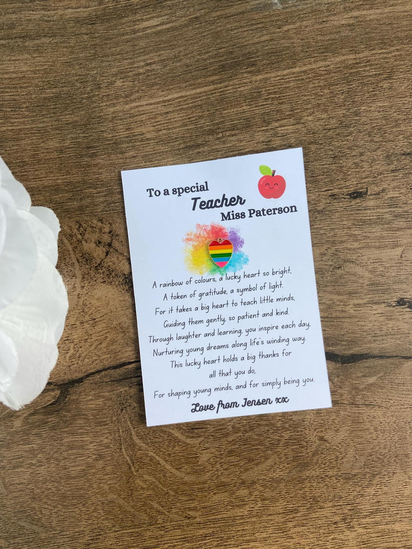 Personalised Thank You Teacher Poem