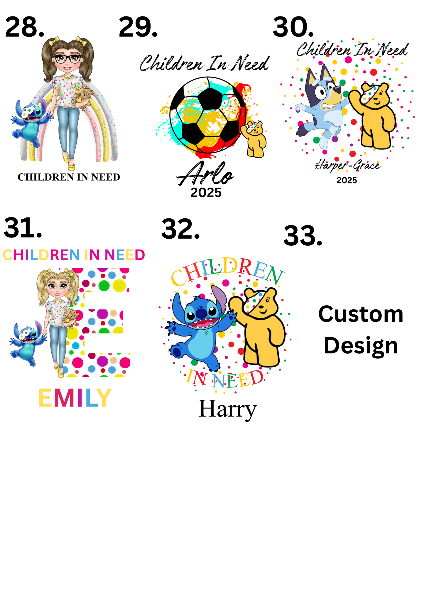 Personalised Children In Need T-shirts