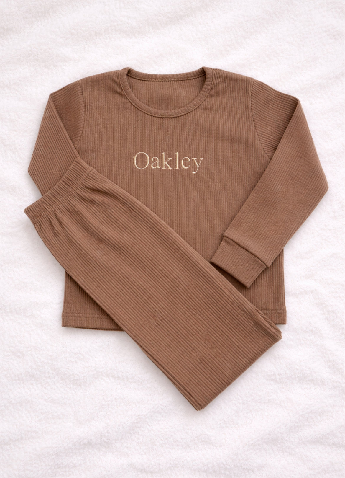 Children Ribbed Embroidered Long Top And Legging Set