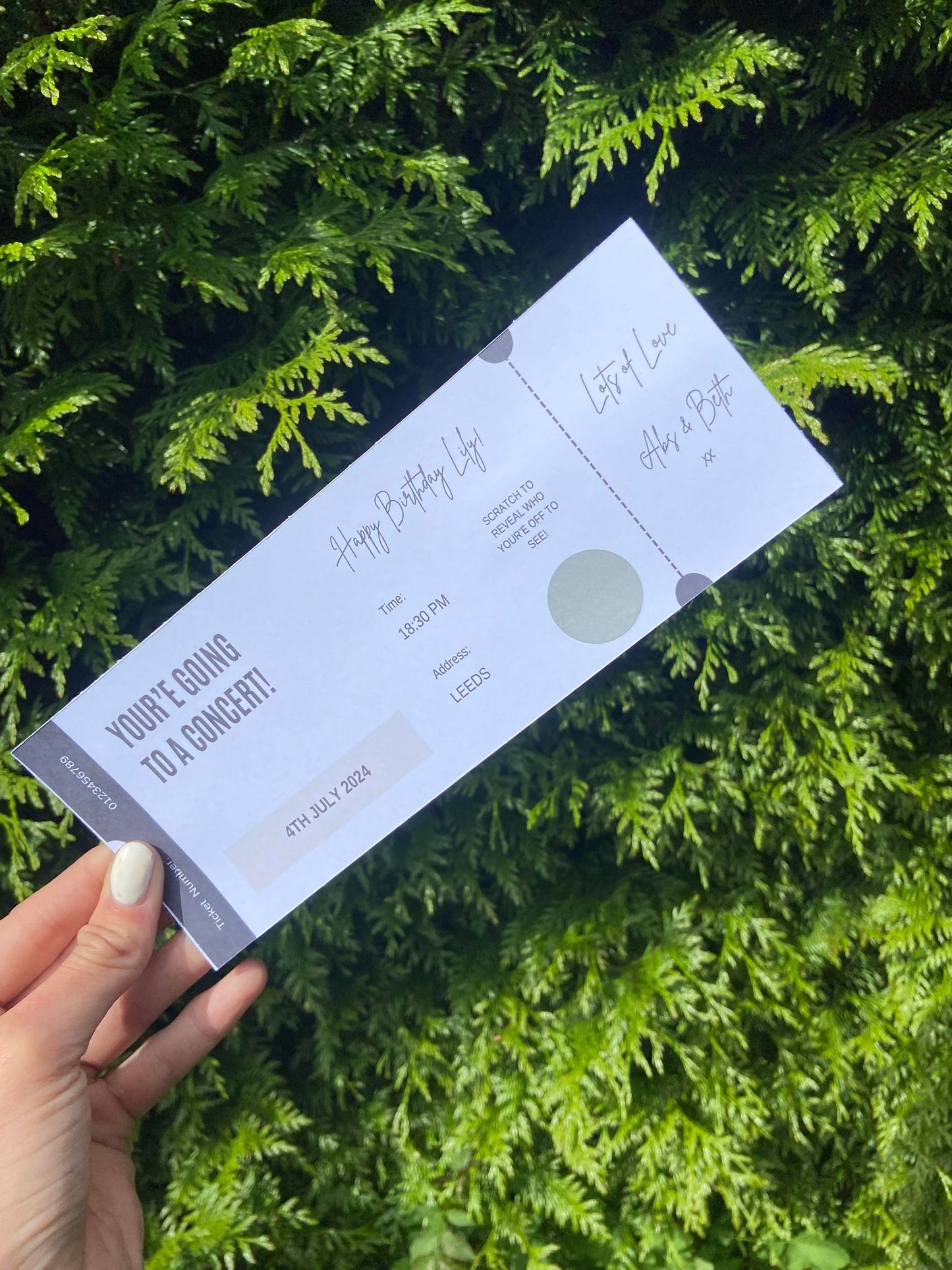 Scratch reveal Ticket