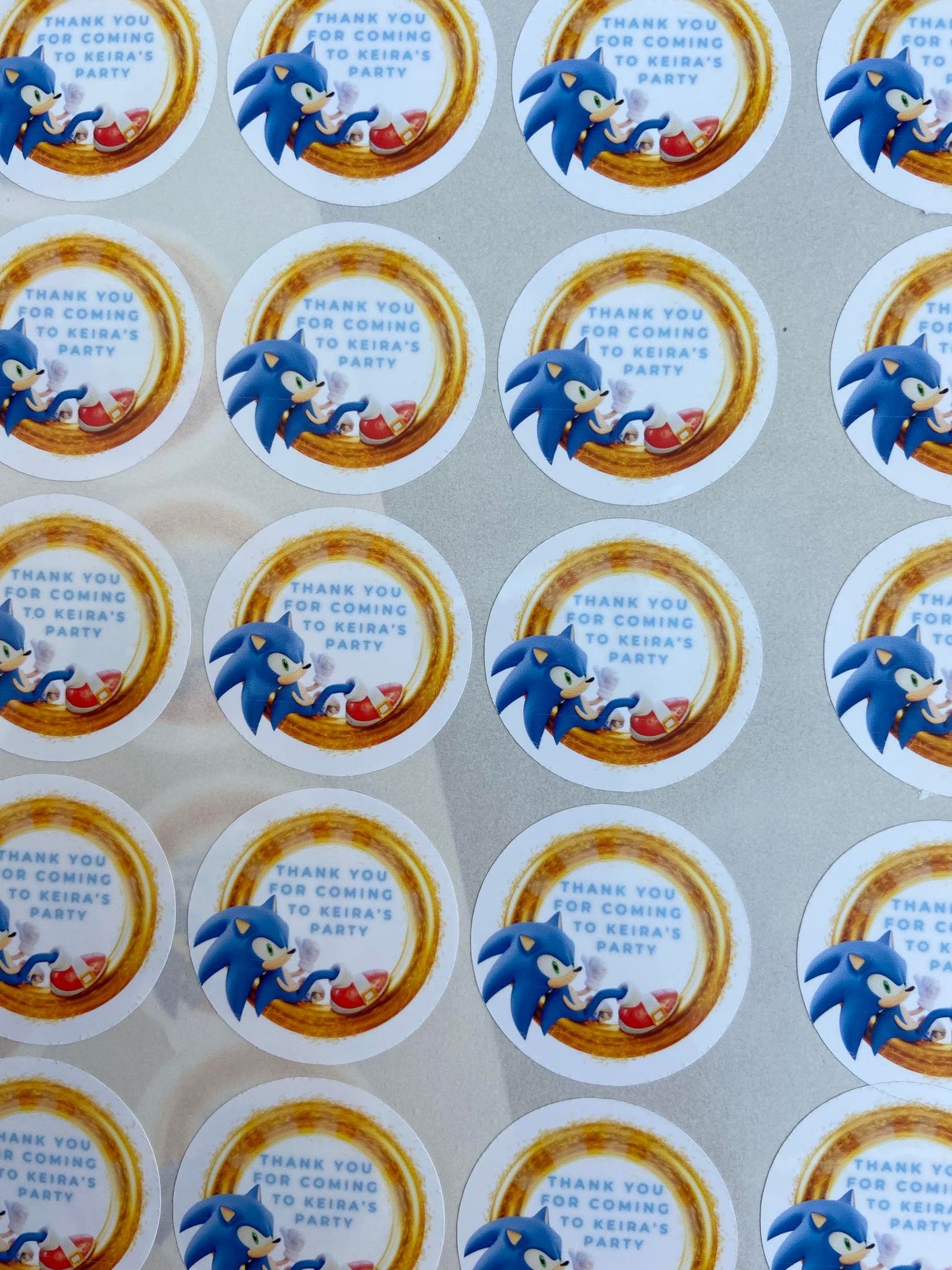 Personalised Sonic Birthday Party Stickers