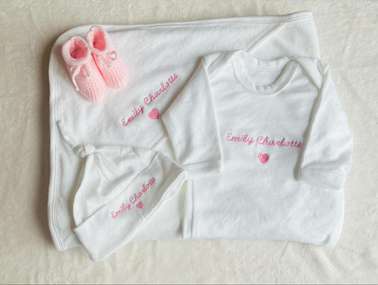 Personalised Embroidered Newborn Baby Set