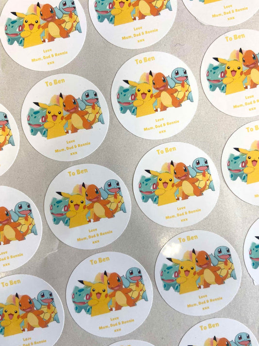 Personalised Pokemon Themed Birthday Stickers