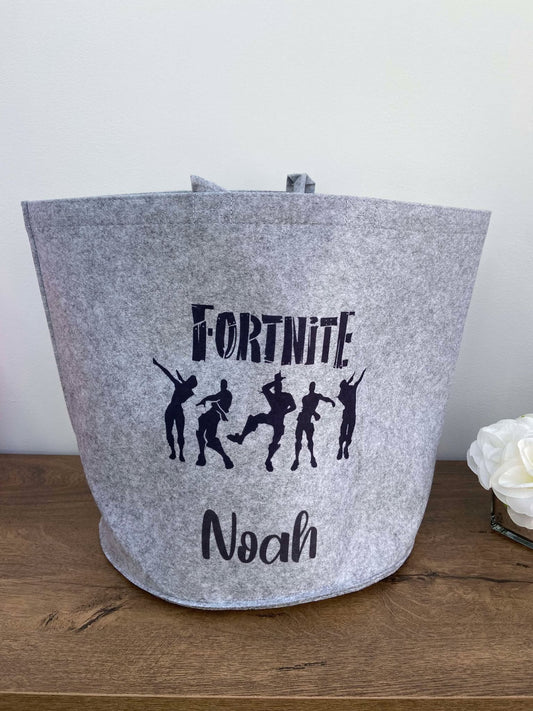 Gamer Themed Grey Felt Storage Bag