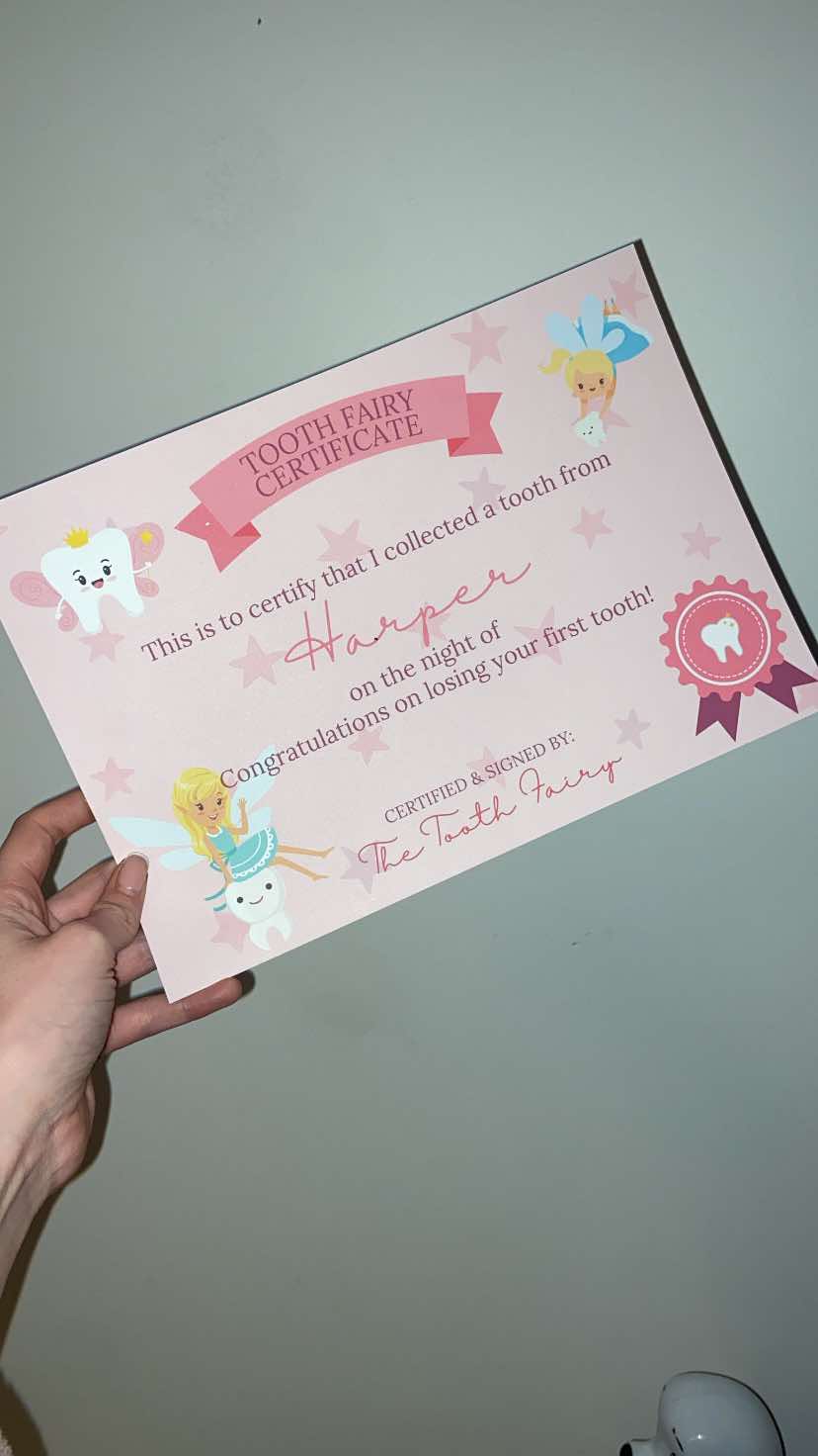 Personalised Tooth Fairy Certifcate