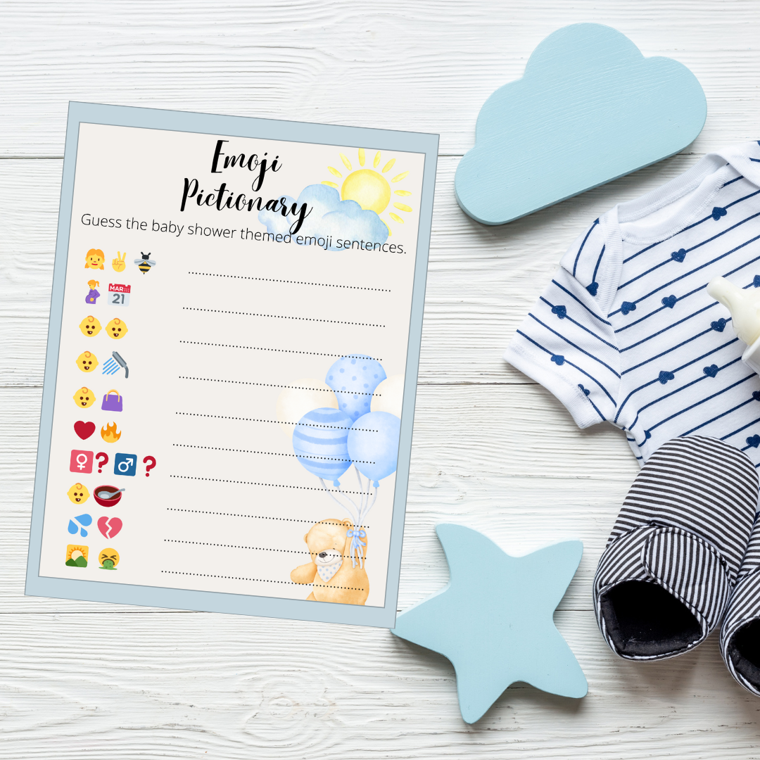 Little Bear Baby Shower Emoji Pictionary Game
