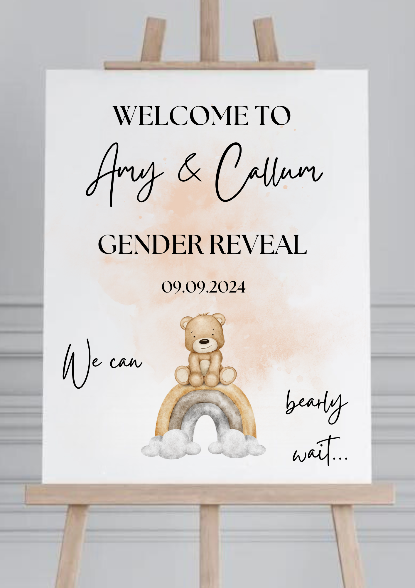 We Can Bearly Wait Gender Reveal Welcome Board