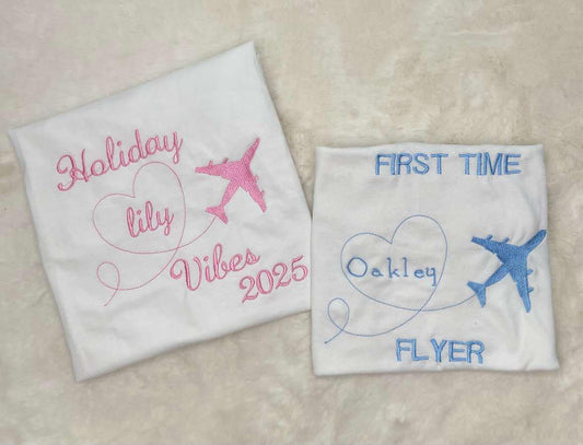 Personalised Embroidery First Time Flyer T-shirts