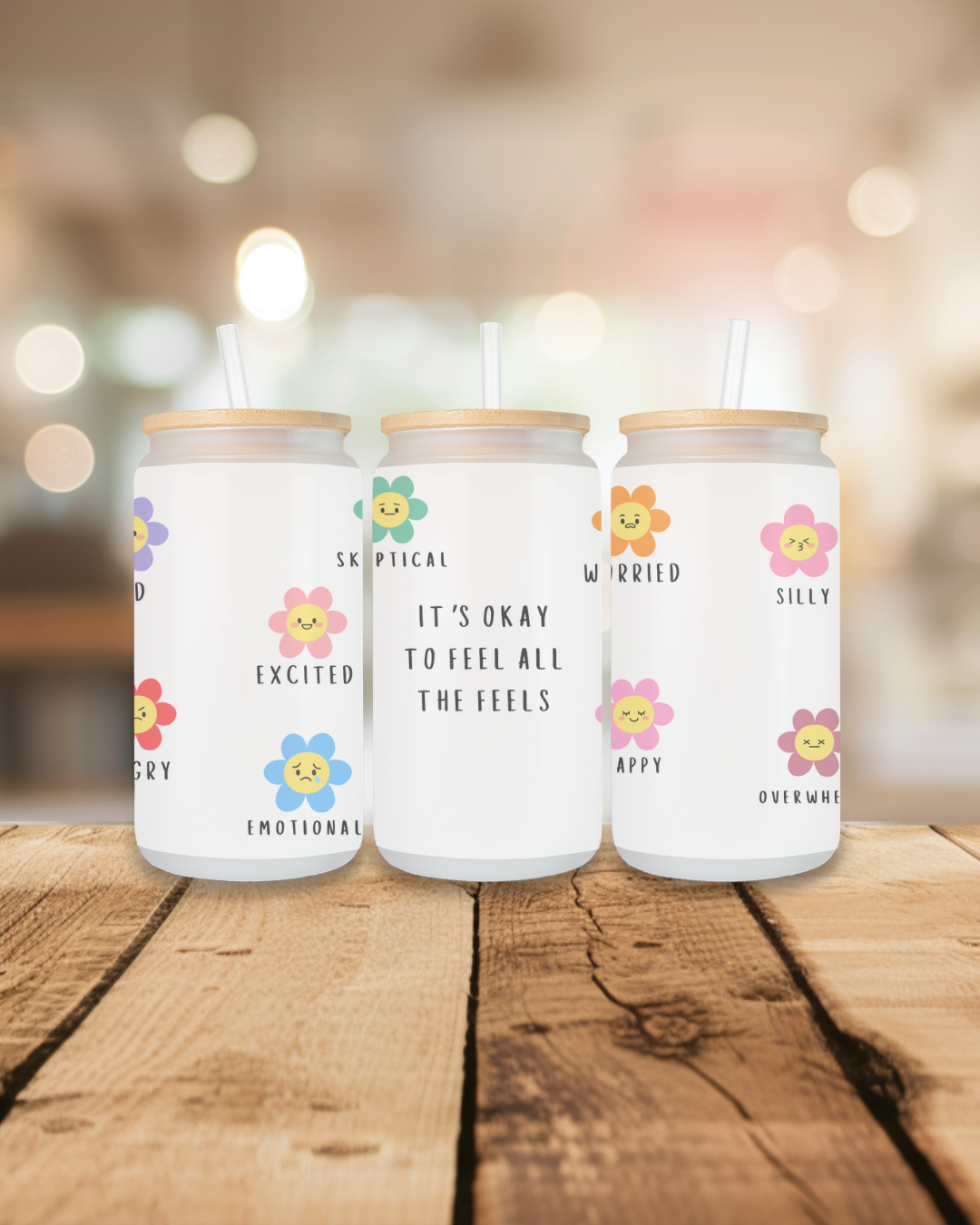 Its Okay To Feel All The Feels Frosted Libbey Glass Can