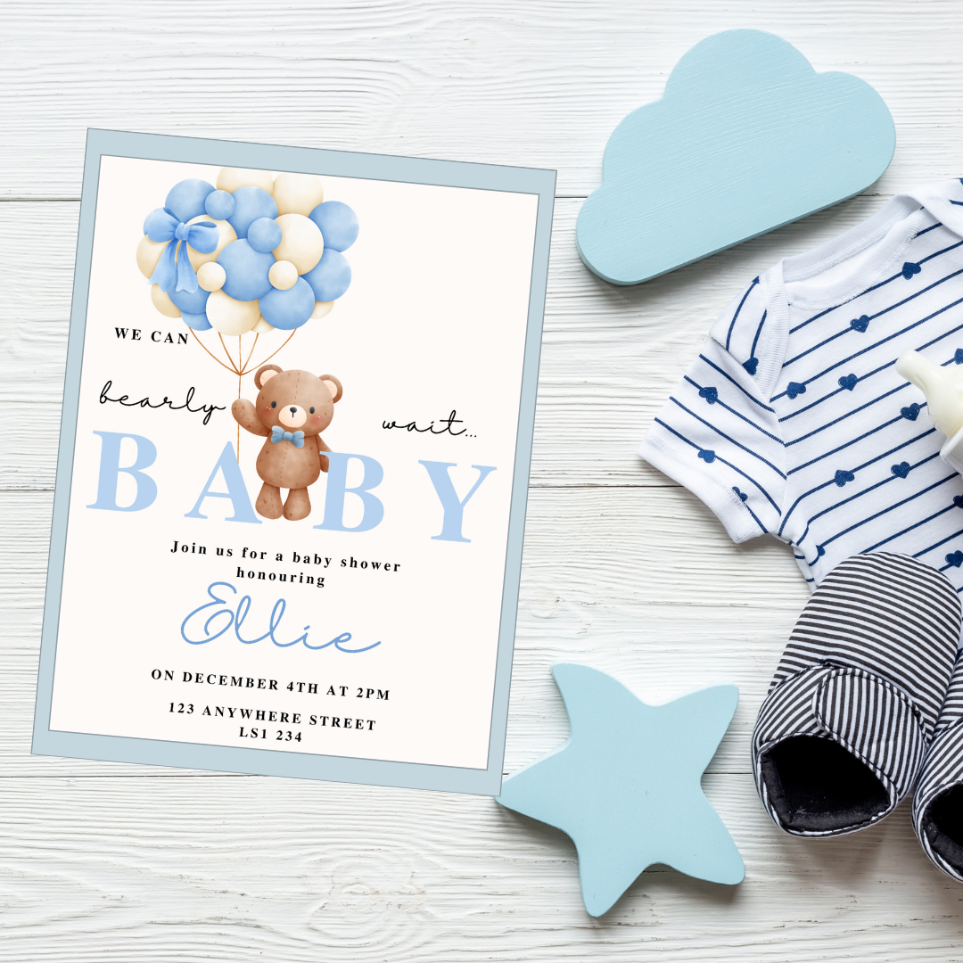 Brown Bear Baby Shower Invite
