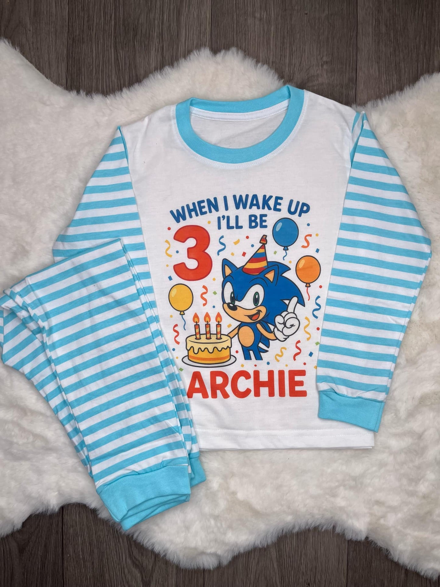 Personalised When I Wake Up Sonic Birthday Pyjamas
