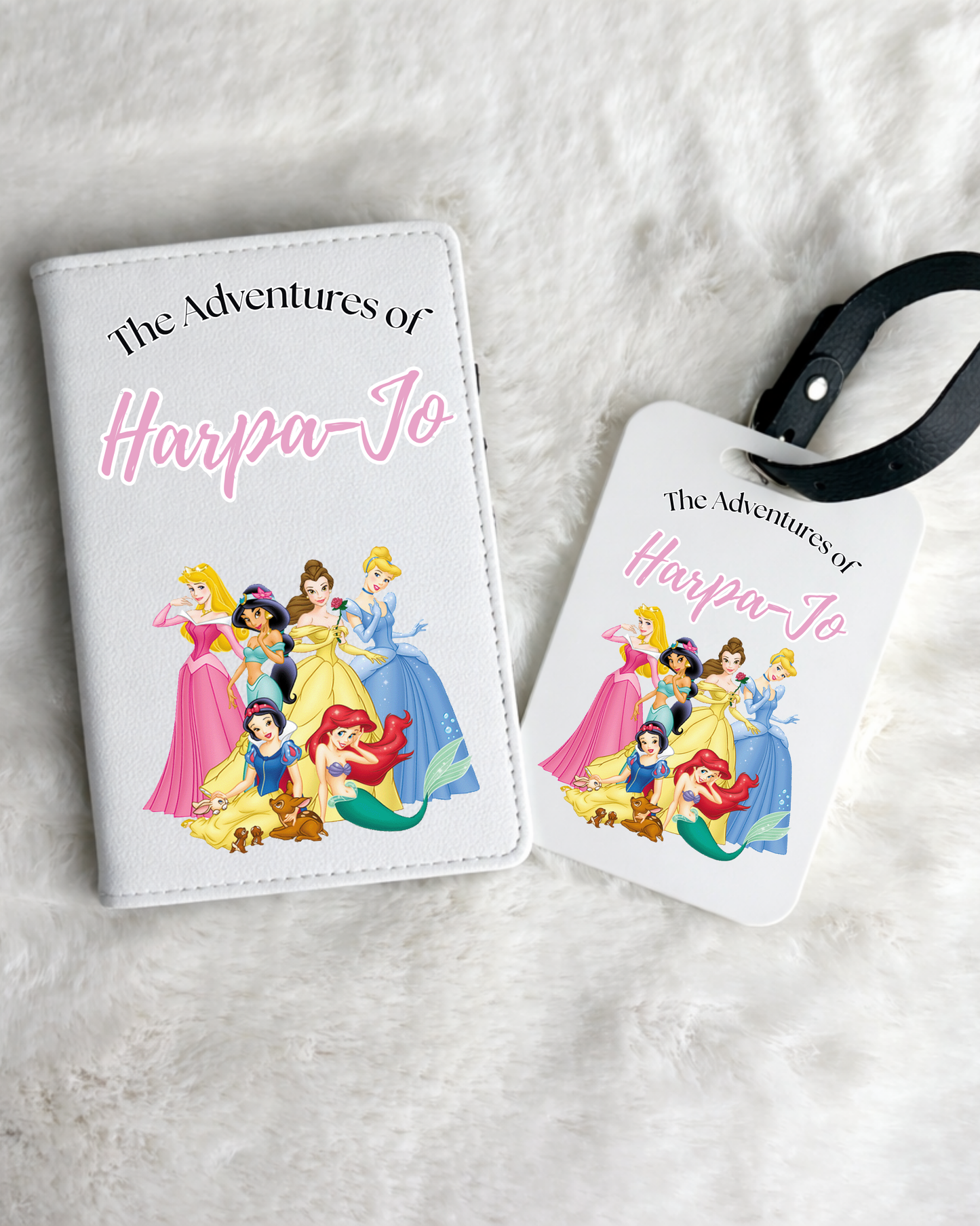 Personalised Disney Princess Passport Holder & Luggage Tag Set
