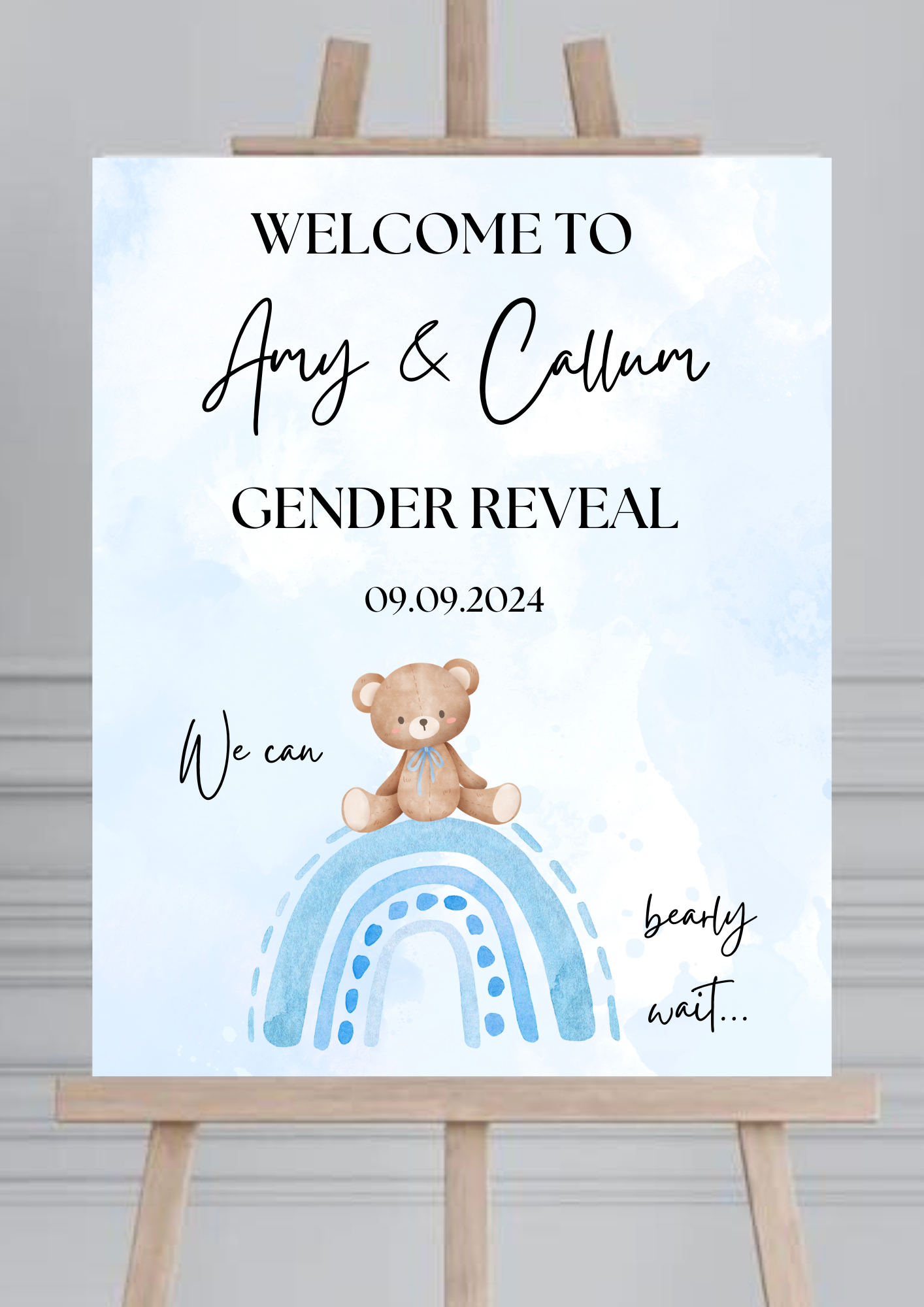 Blue we can bearly wait Baby Shower Welcome Sign