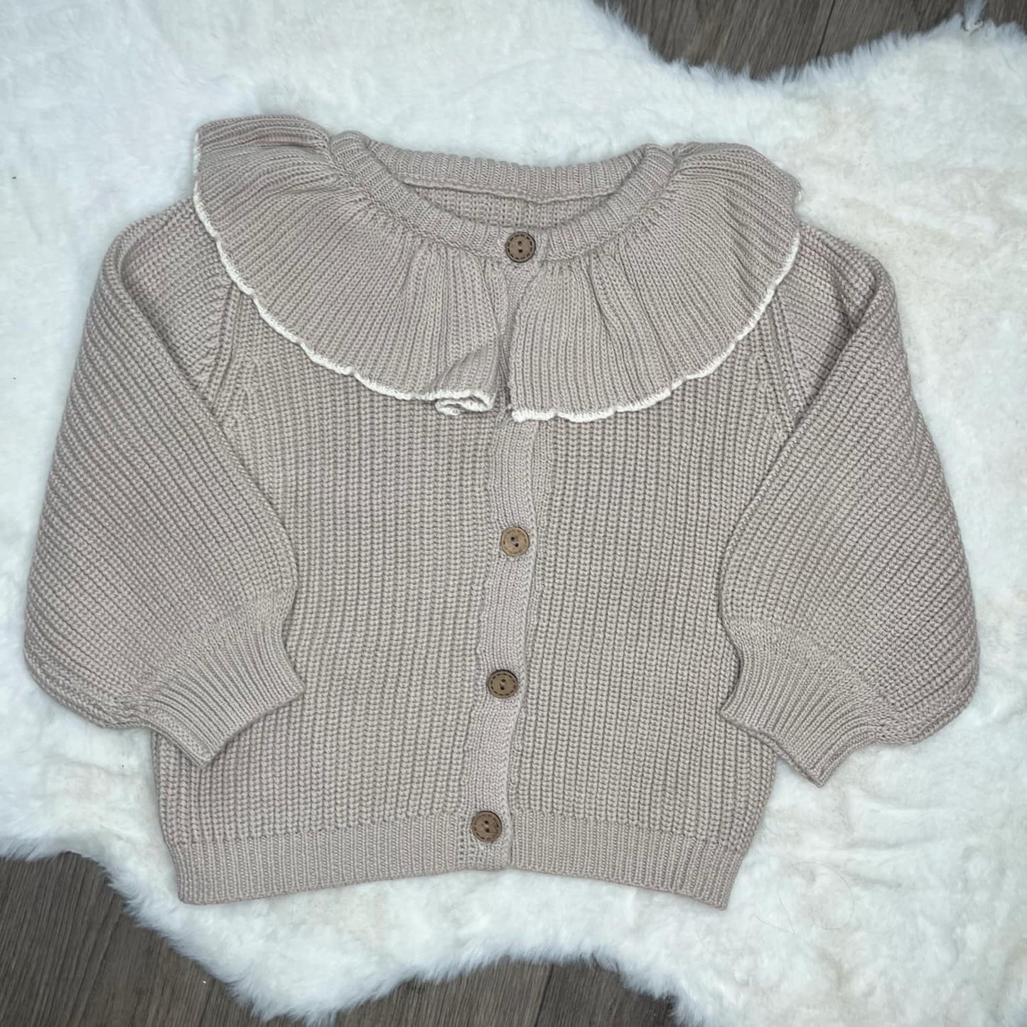 Personalised Hand Embroidered Frilly Knitted Caridgan