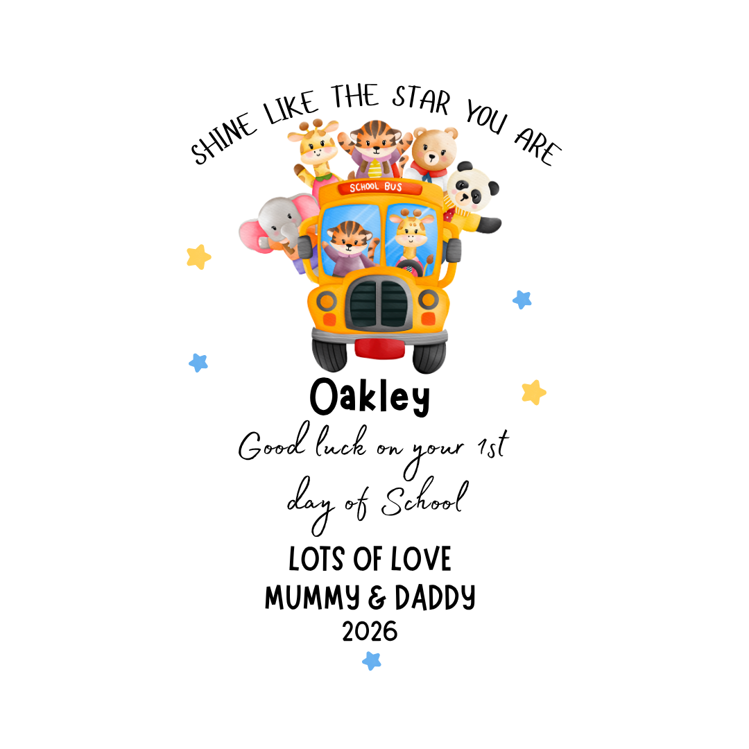 Personalised Good Luck On Your First Day Of School Teddies - Bus