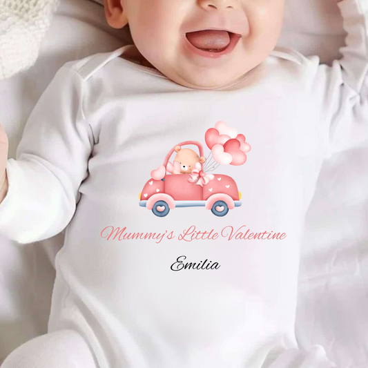 Personalised Mummy Little Valentines Car Baby Vest