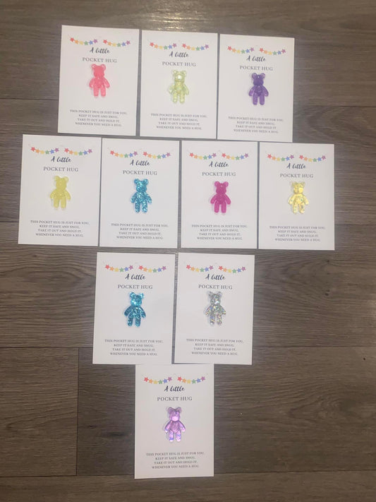 Colourful little bear stuck on a piece of card with a positive quote to let someone know you are there for them.