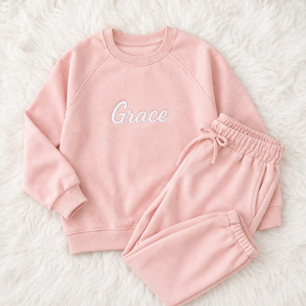 Personalised Embroidery Children Loungewear showing the personalised design