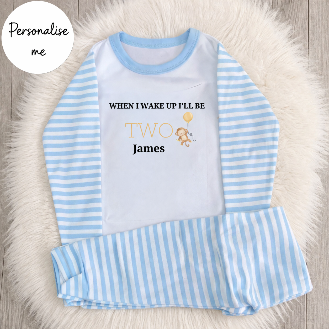 Personalised Monkey Themed Birthday Pyjamas