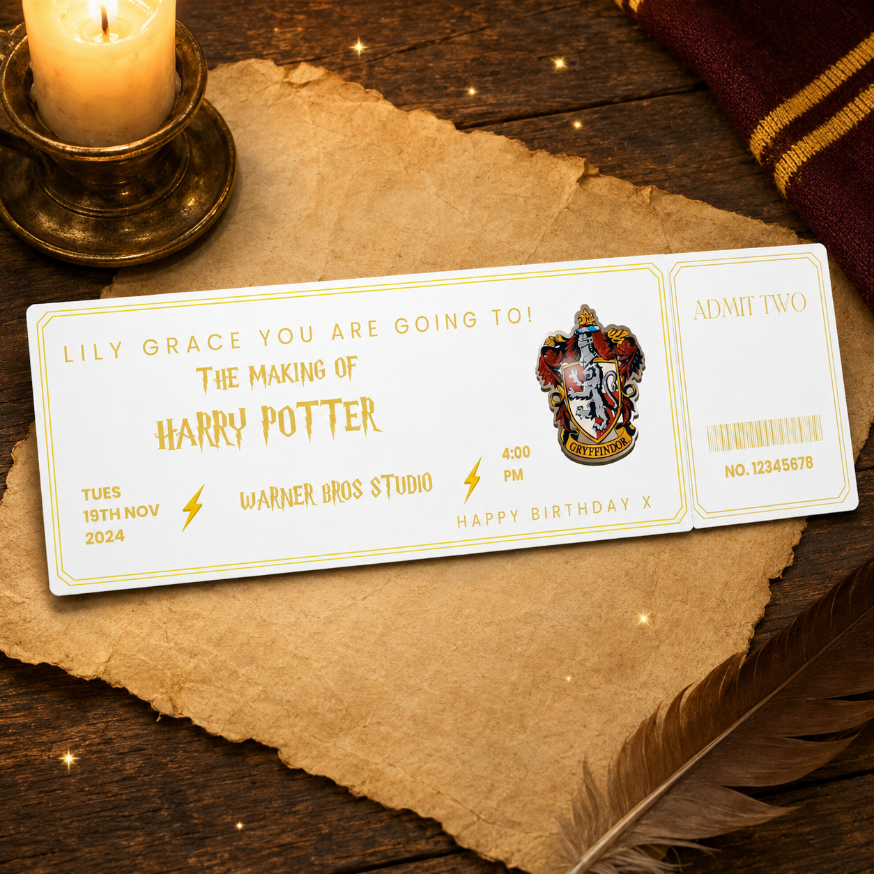 Personalised Harry Potter Scratch Reveal Ticket